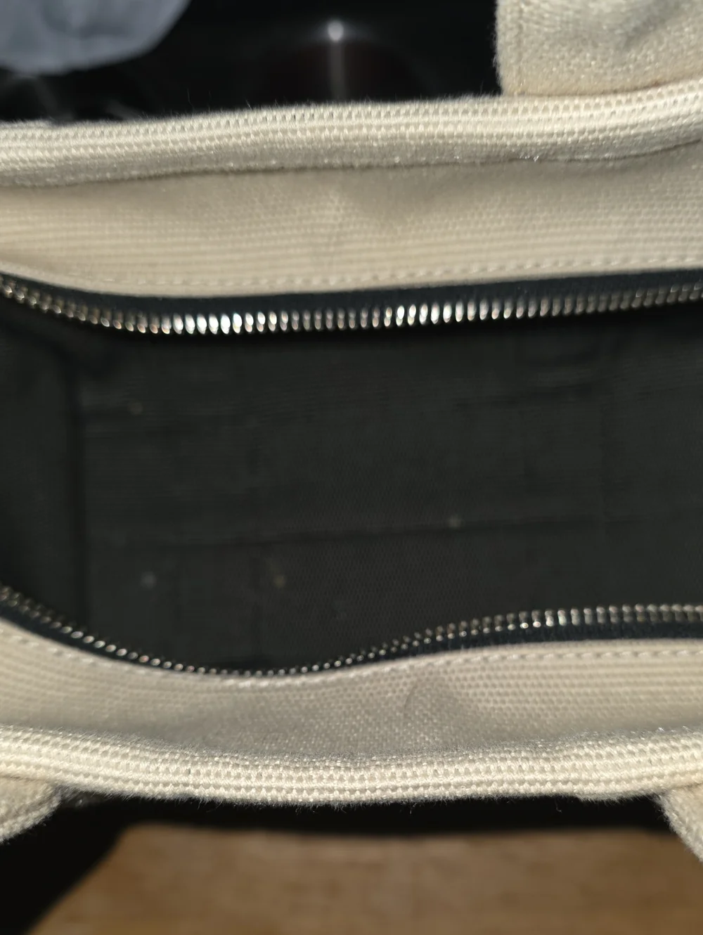 Marc Jacobs Beige Canvas Tote Bag with Black Trim